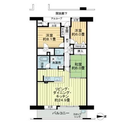 フローレンス東雲グランドアーク(3LDK/3階)の間取り写真