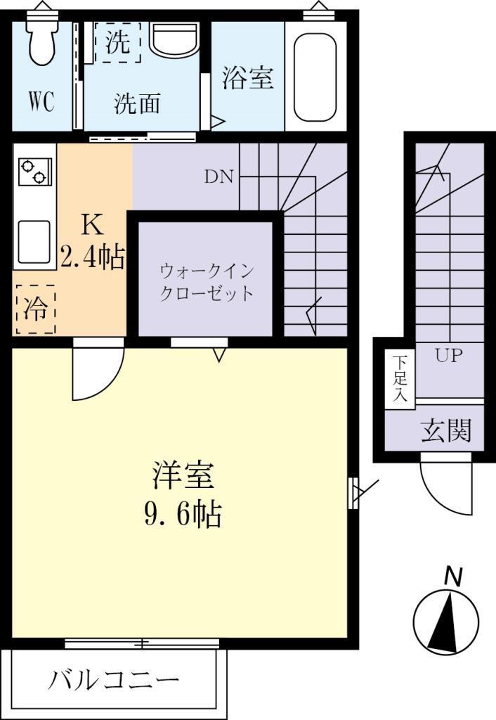ソアヴィータ(1K/2階)の間取り写真