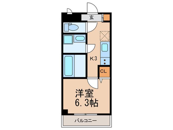ル・クール住吉大社(1K/2階)の間取り写真
