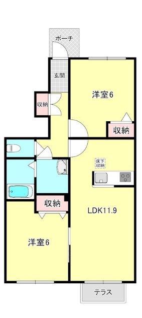 シャーメゾン青地(2LDK/1階)の間取り写真