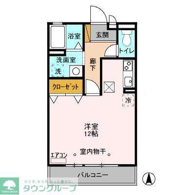 セレニティーホームズC(ワンルーム/1階)の間取り写真