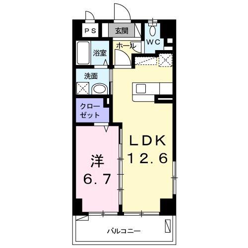 サンシャイン エアリー(1LDK/6階)の間取り写真