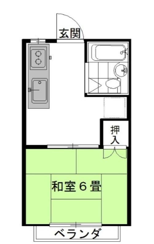 弐番館・飛龍B棟(1K/1階)の間取り写真