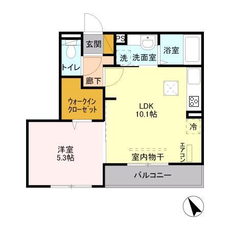 ラウレア(1LDK/1階)の間取り写真