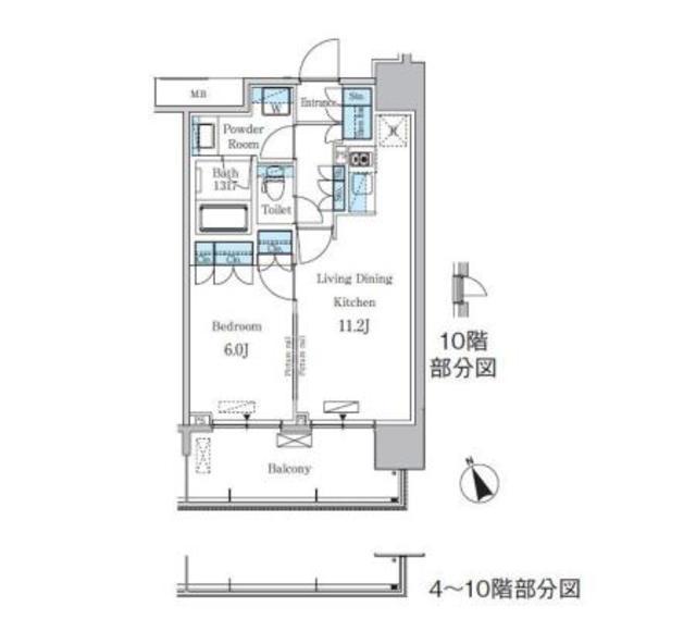 パークアクシス浅草・田原町(1LDK/5階)の間取り写真