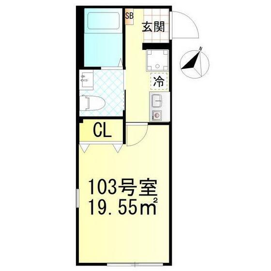 BLOOM元住吉(1K/1階)の間取り写真
