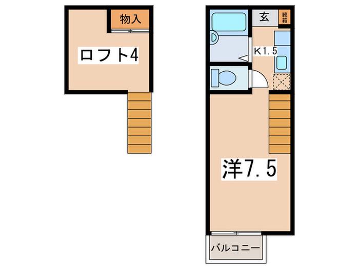 メゾン園(1K/2階)の間取り写真