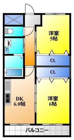 コスモ三ケ日II(2DK/3階)の間取り写真