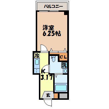 アミティ白木(1K/3階)の間取り写真