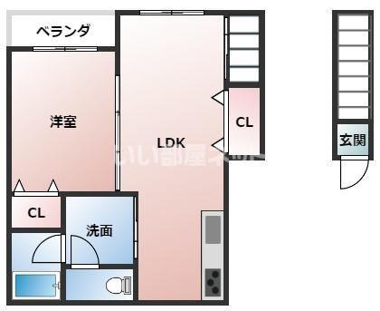 TJ井田(1LDK/2階)の間取り写真