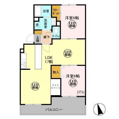 ロイヤルコート(2LDK/1階)の間取り写真