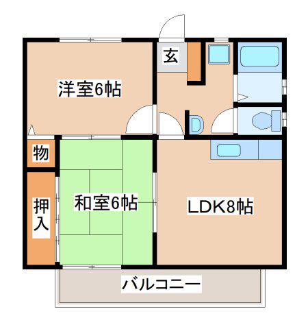 堀切スカイハイツ(2DK/1階)の間取り写真