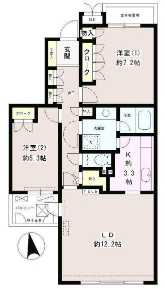 スクエア高円寺(2LDK/2階)の間取り写真