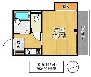 T&Aコート(1K/3階)の間取り写真