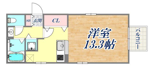 マーレ・ヴィスタ須磨(ワンルーム/1階)の間取り写真