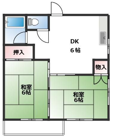 グリーンコーポ市川(2DK/2階)の間取り写真