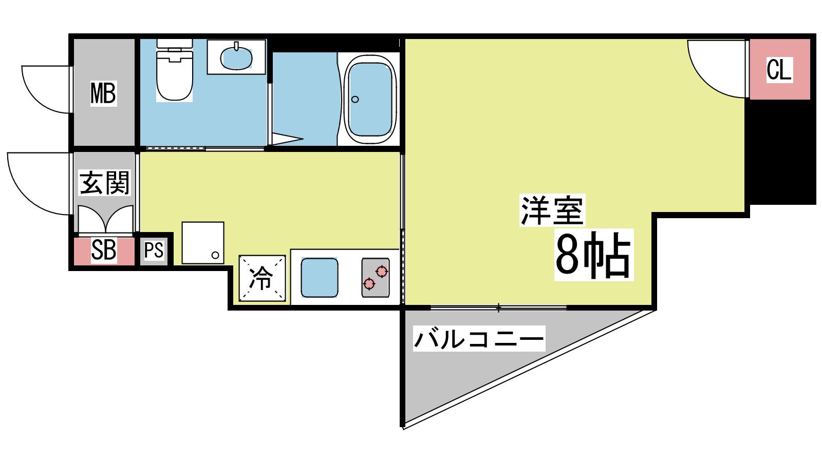 ベルエアー住吉(1K/4階)の間取り写真