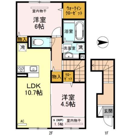 グランツ ヴィラ(2SLDK/2階)の間取り写真