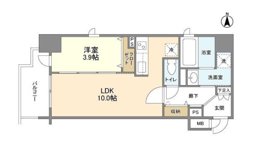 アヴェニール北浜(1LDK/8階)の間取り写真