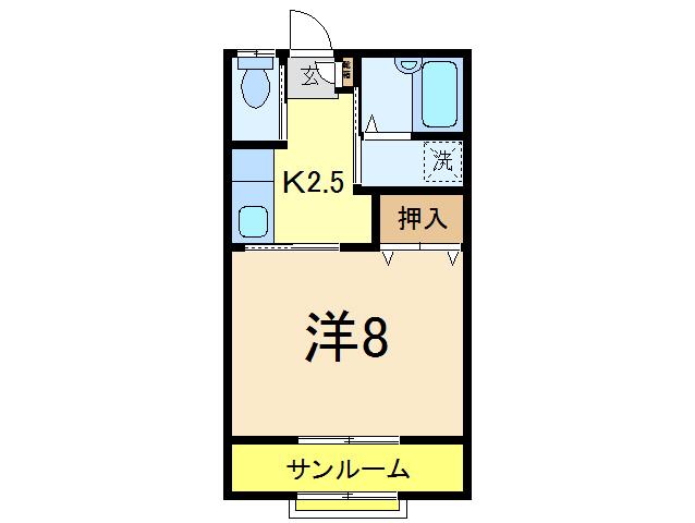 アーバんハイツA(1K/2階)の間取り写真