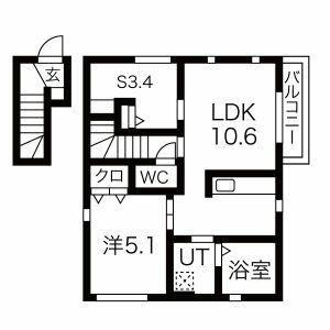 クレスト桜(1SLDK/2階)の間取り写真