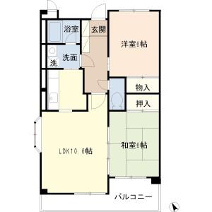 サンルーツマンションII(2LDK/1階)の間取り写真
