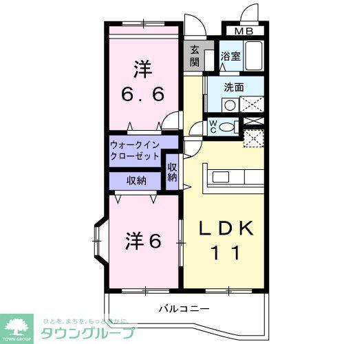 シャルマンコート広沢A(2LDK/1階)の間取り写真