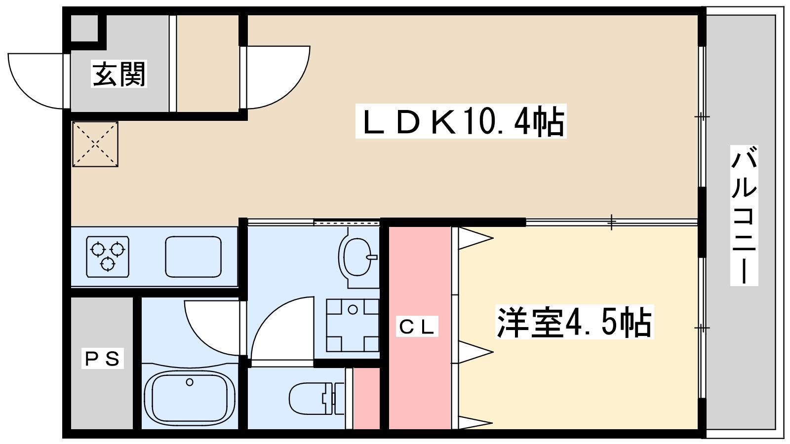 ハイツ東興(1LDK/2階)の間取り写真