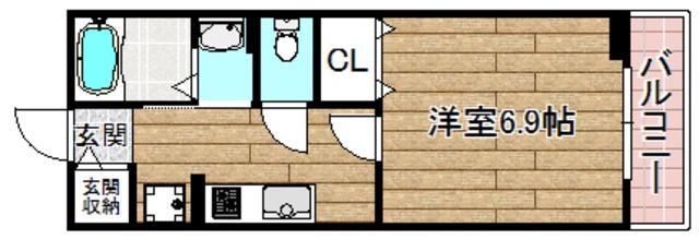 フェリーチェ(1K/1階)の間取り写真