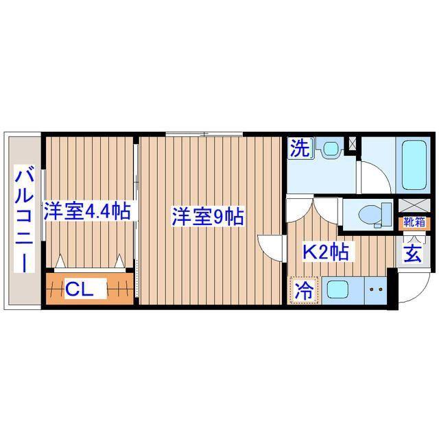 根岸町アパート(2K/1階)の間取り写真