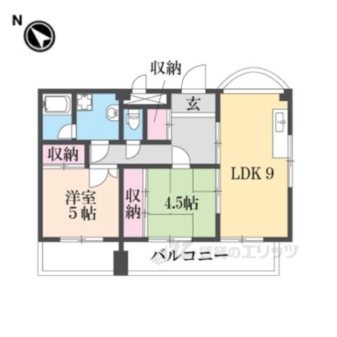 パレス南海(2LDK/6階)の間取り写真