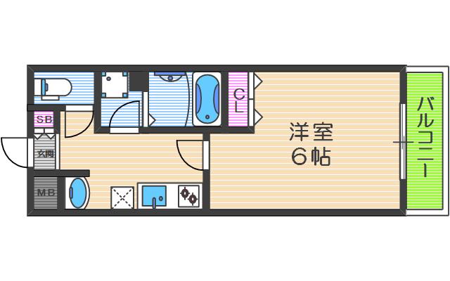 LINK GALAXY(1K/2階)の間取り写真