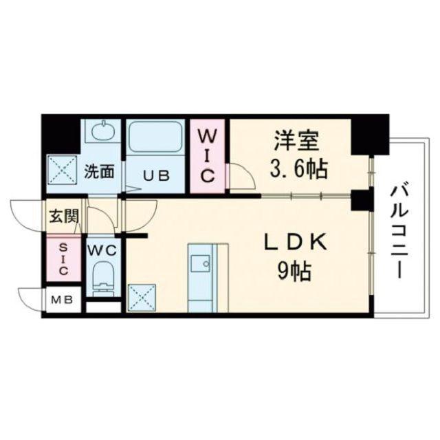 S-RESIDENCE阿波座CHIARO(1LDK/6階)の間取り写真