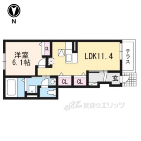 レイピア1(1LDK/1階)の間取り写真