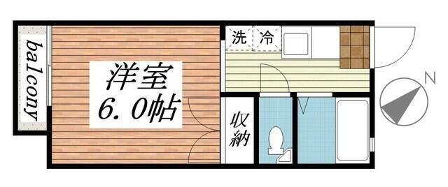 ザ・テラス(1K/2階)の間取り写真