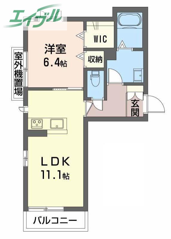  ソレイユコート新保(1LDK/3階)の間取り写真