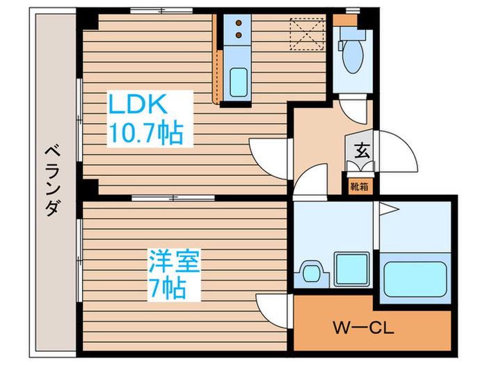 白萩ハイツ(1LDK/3階)の間取り写真