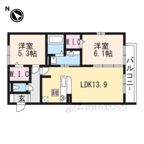 セジュールニューパークヒル(2LDK/2階)の間取り写真