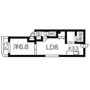 YM・24(1LDK/4階)の間取り写真