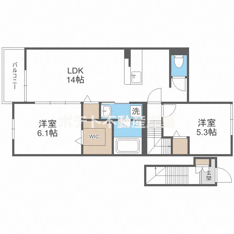 アーサー住之江(2LDK/2階)の間取り写真
