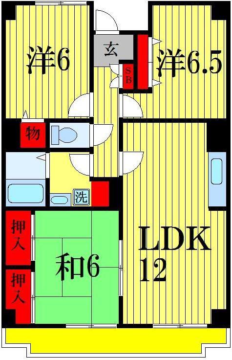 ハーヴェスト本郷(3LDK/6階)の間取り写真