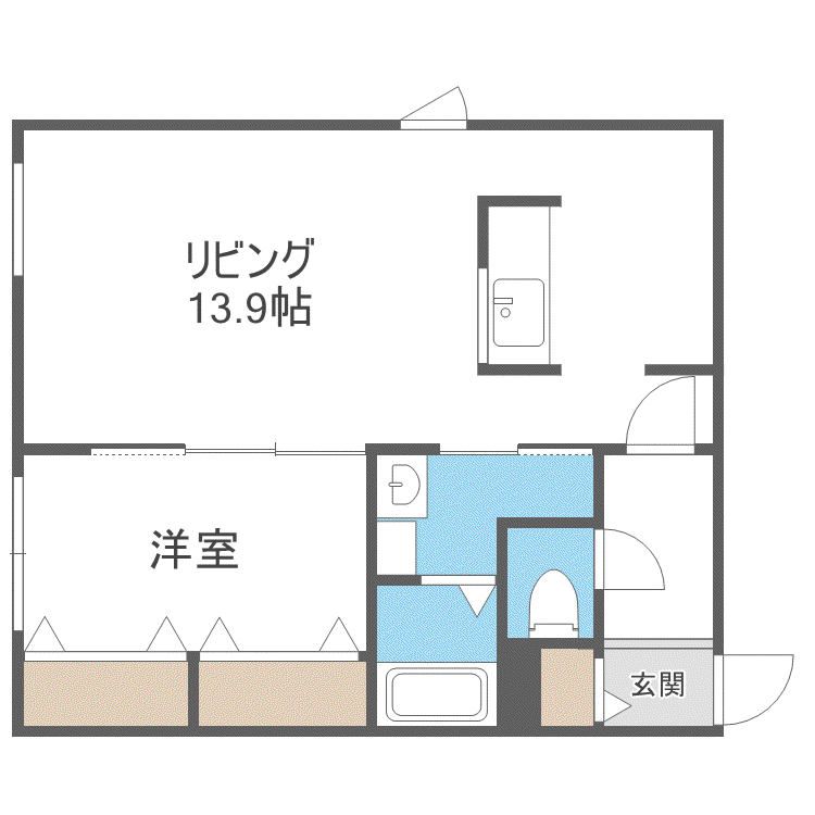 INSIGNIA大通東(1LDK/2階)の間取り写真