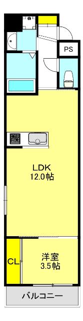 ウィルコート大今里西(1LDK/1階)の間取り写真