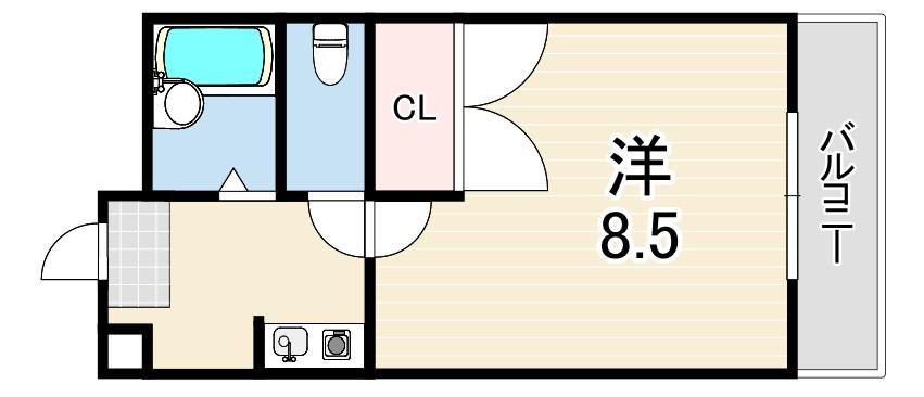 カサ・カルロサ2(1K/3階)の間取り写真