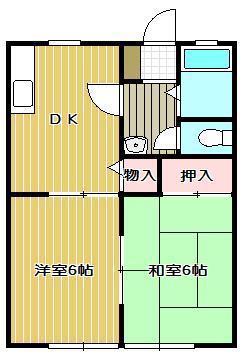 サンライフ中村B棟(2DK/2階)の間取り写真