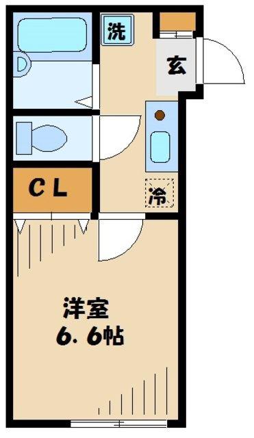 アザレ読売ランドB棟(1K/1階)の間取り写真