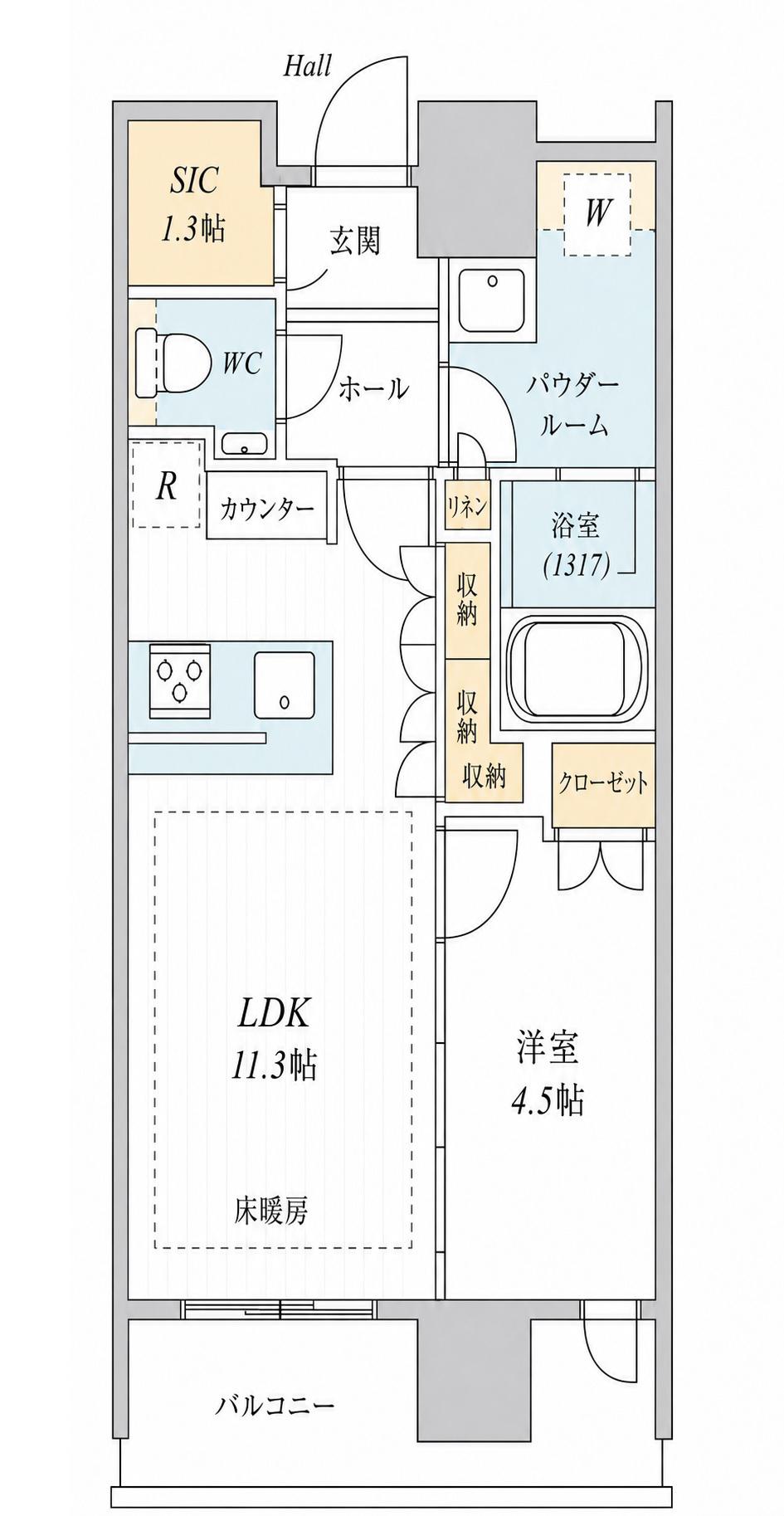 リビオタワー品川(1LDK/11階)の間取り写真