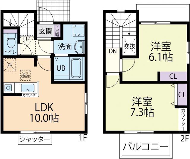 トスー若松 A(2LDK/1階)の間取り写真