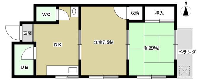 下沢マンション(2DK/4階)の間取り写真