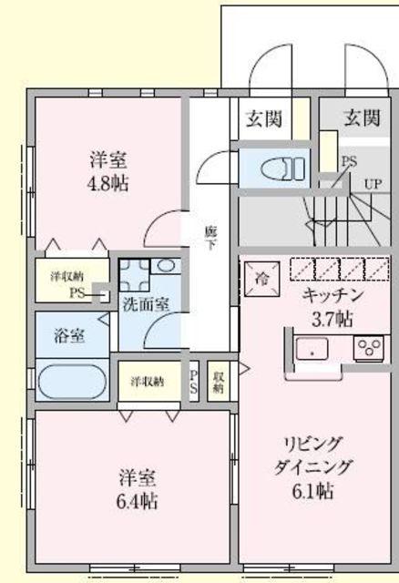 リヴェール(2LDK/1階)の間取り写真